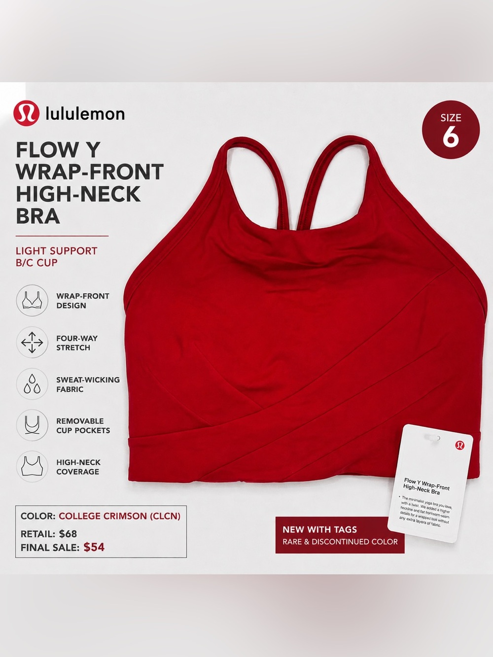 LULULEMON Flow Y Wrap-Front High-Neck Bra 6